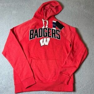 Wisconsin Badgers Hoodie‎ Mens Medium Red Embroidered Stitched NCAA Big 10 NEW